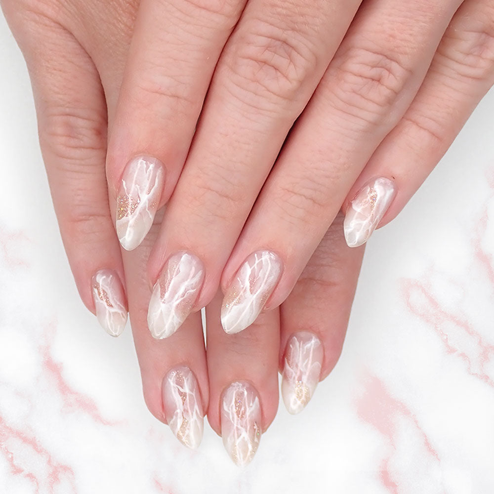 How To Do Milk & Gold Marble Nails