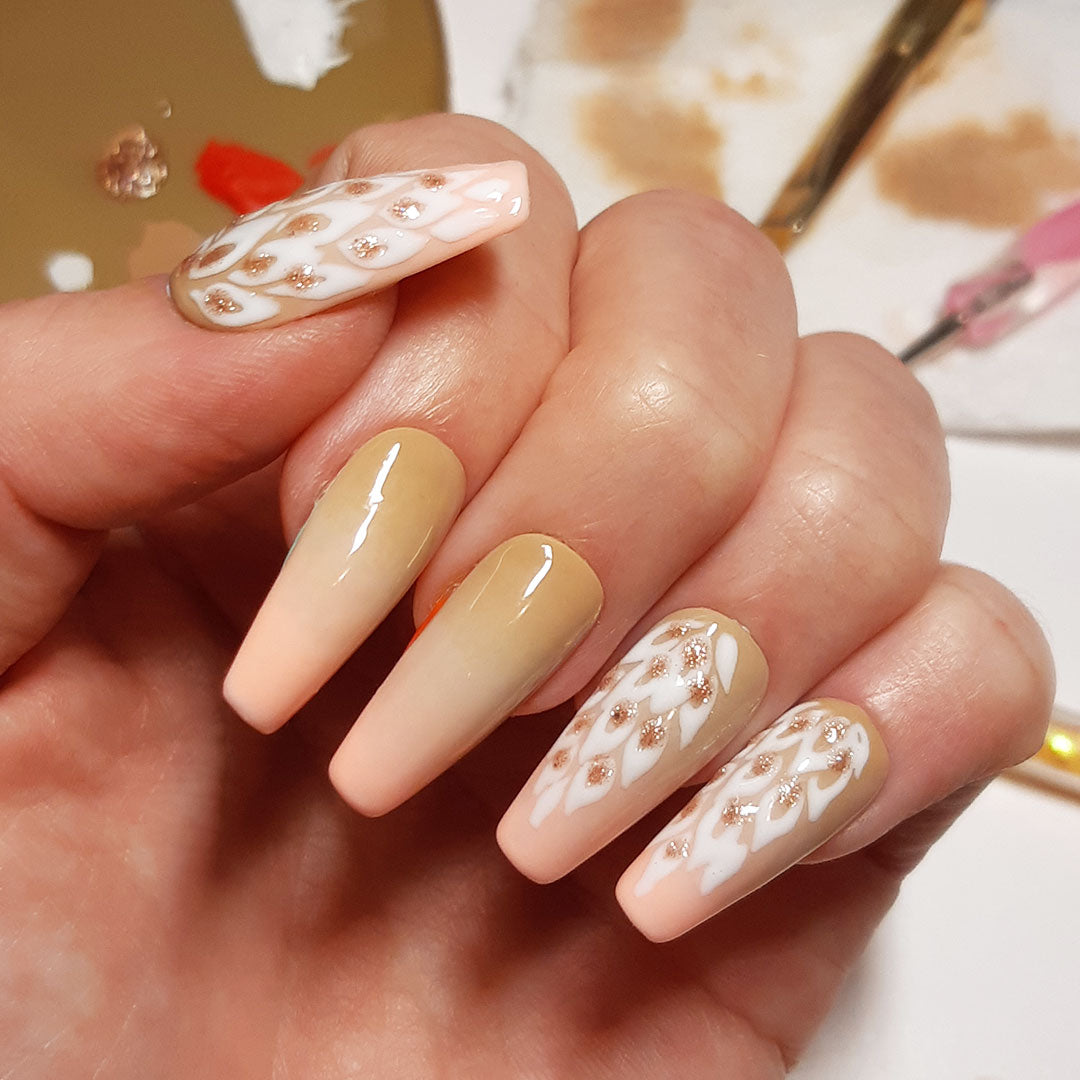 How to do Nude Ombre Nails with Feathers Nail Art Bay