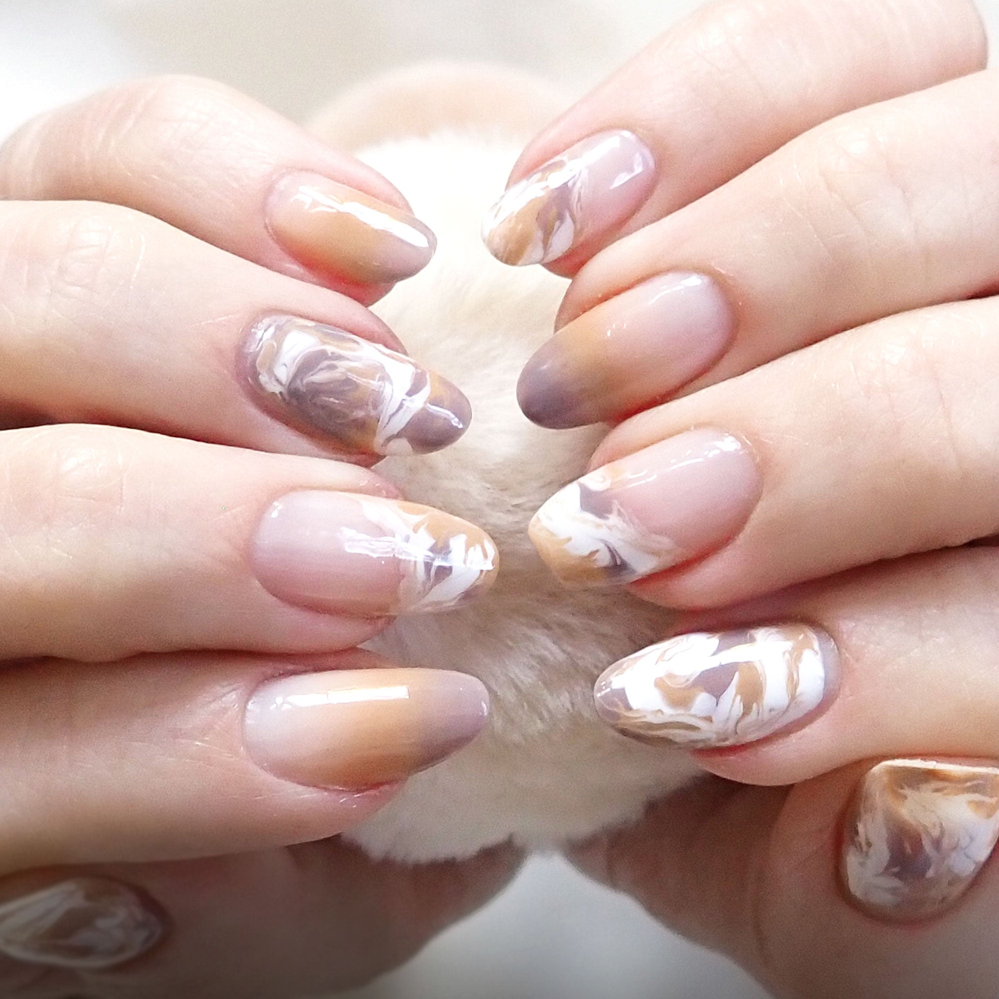 How to do Marble Nail Art Latte Nails