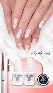 Marble Milk And Gold Nail Design Set
