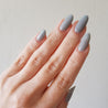 almond nails light grey gel colour with matte top coat on 2 middle nails and glossy top coat on the others for a very chic effect on your nails Shop the shade Winter Chic Gel Polish by Nail Art Bay Australia Gel polish Colours for nail art and nails at home