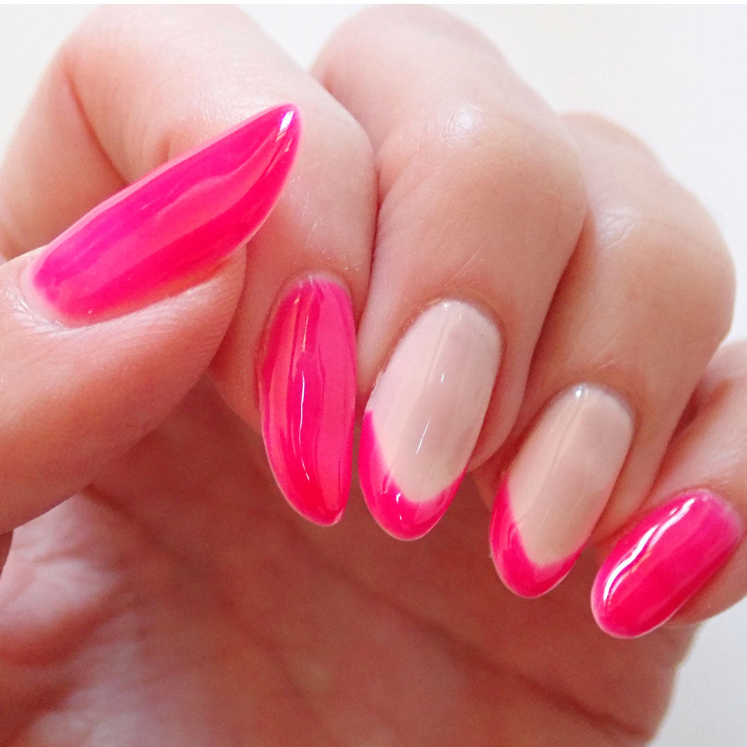 french pink tips hot pink nails pink gel polish by nail art bay Australia nail art