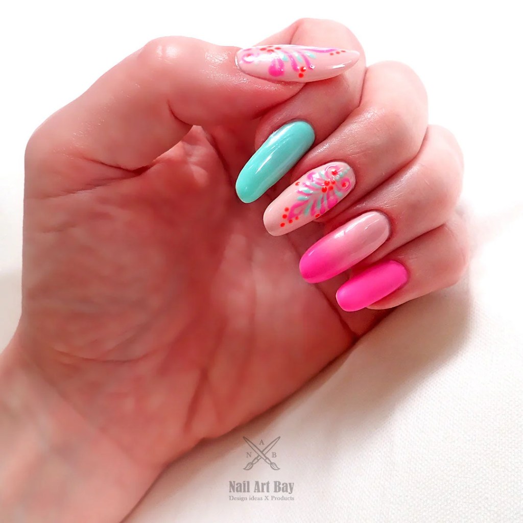 Stylish Nail Art: Pink and Turquoise&nbsp;Combinations