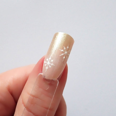 Silver Chrome Powder Ombre Nails with Christmas Nail Art